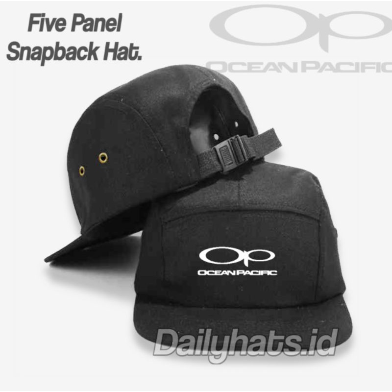 Topi 5 Panel Ocean Pacific | Topi Lima Panel Premium | Five Panel Snapback Hat | Topi Distro