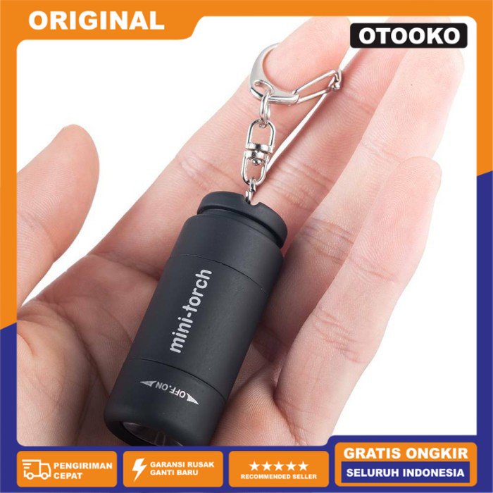 Senter LED Mini Torch Keychain Gantungan Kunci Recharge USB Waterproof