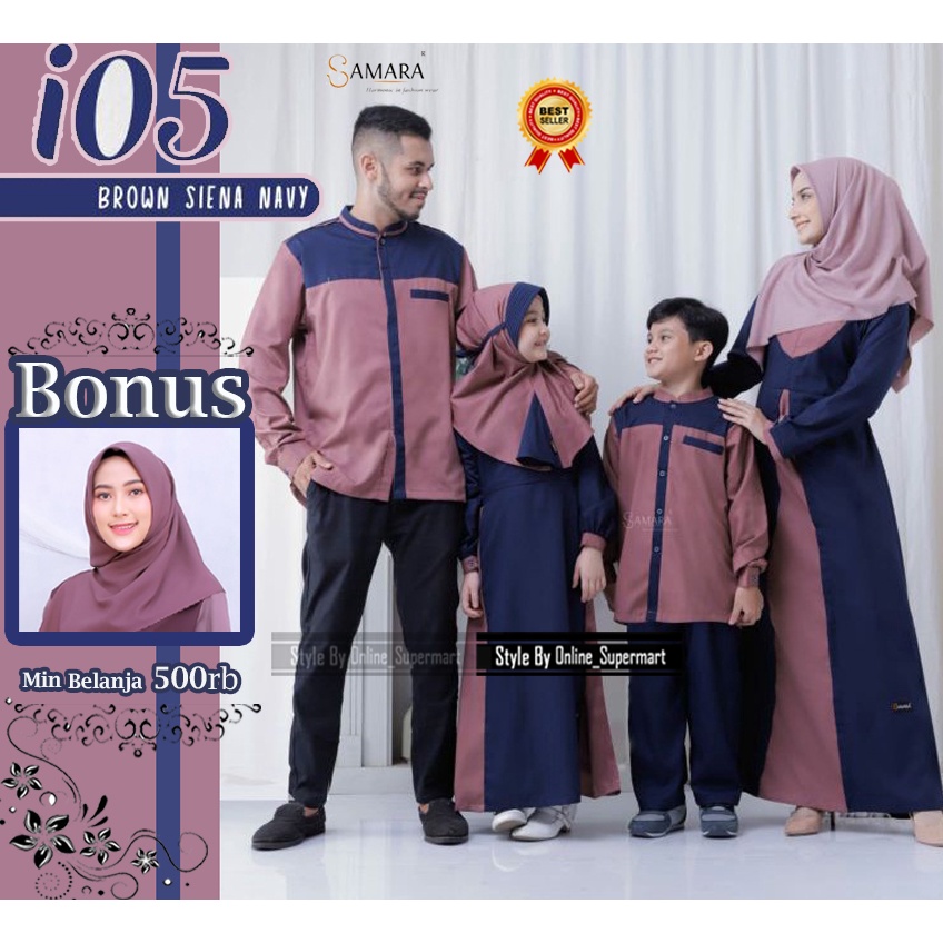 Sarimbit Gamis Couple Keluarga Lengan panjang Terbaru i05 SIENNA NAVY by SAMARA