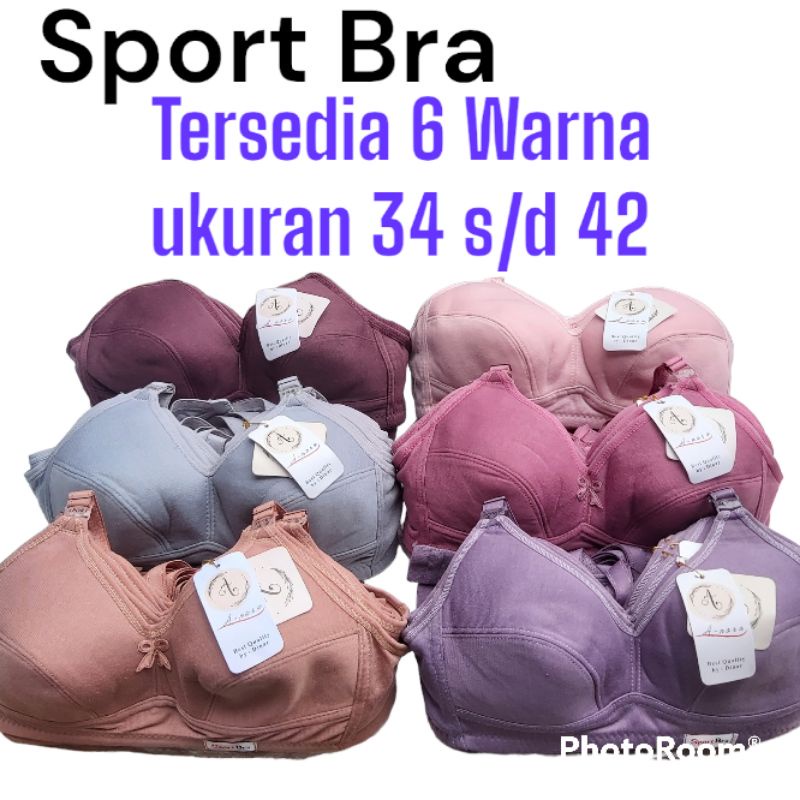 Bra Sport Tanpa Kawat Tanpa Busa | BH Sport Murah No 34-46 | Sport Bra Bahan Katun | Pakaian Dalam Wanita I GUDANG DALEMAN