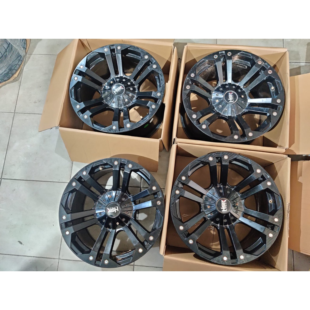 Velg Bekas Mobil Hsr MONGO HSR Ring 17 Hole 6X139,7 BLACK Untk Mobil Pajero Fortuner Hilux Pelek Mur