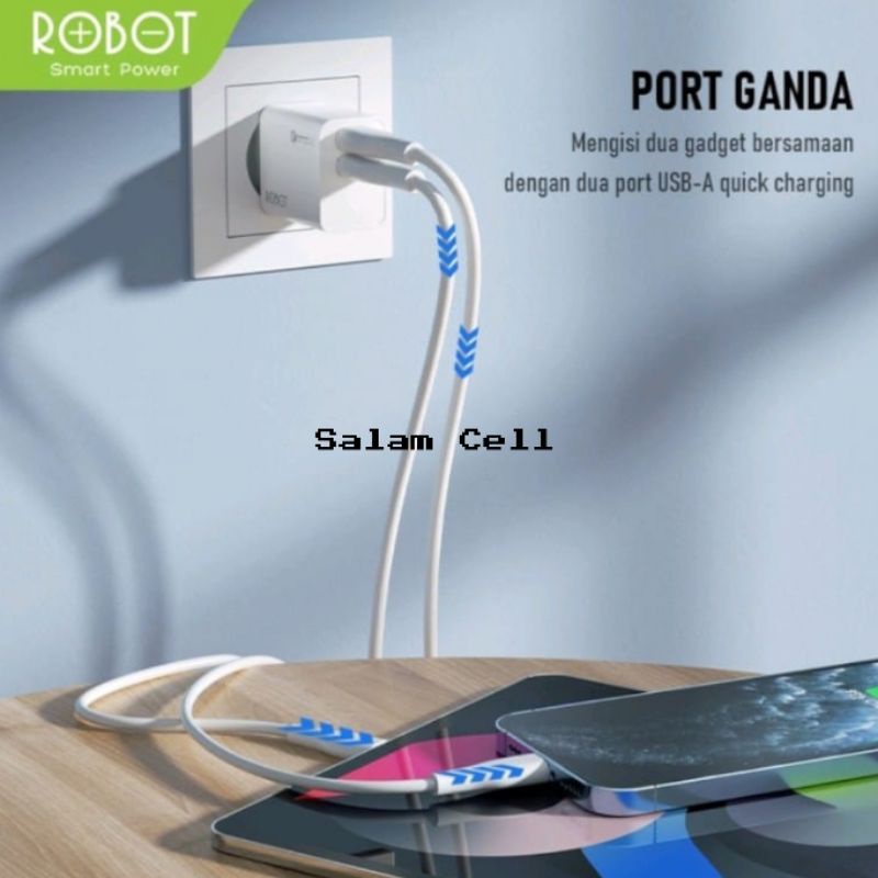 Charger Hp Robot RT-F3 Quick Charging 18W Dual Port Charger Garansi Resmi