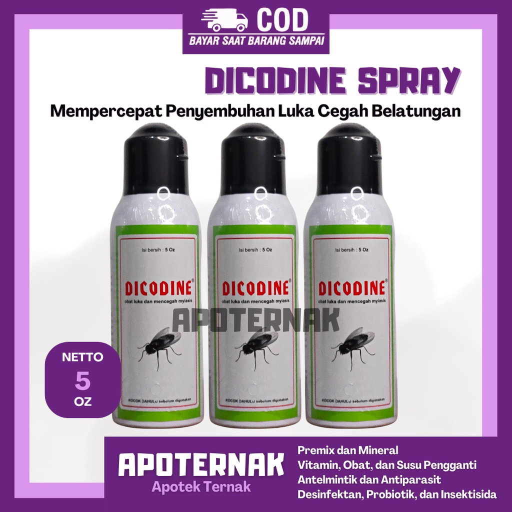 GROSIR DICODINE Spray mirip GUSANEX | Obat LUKA Belatung ANTI LALAT Pencegah dan obat MYASIS hewan kucing Sapi Kambing Domba Kuda dll | Gusanex Mini I MEDION | Apoternak