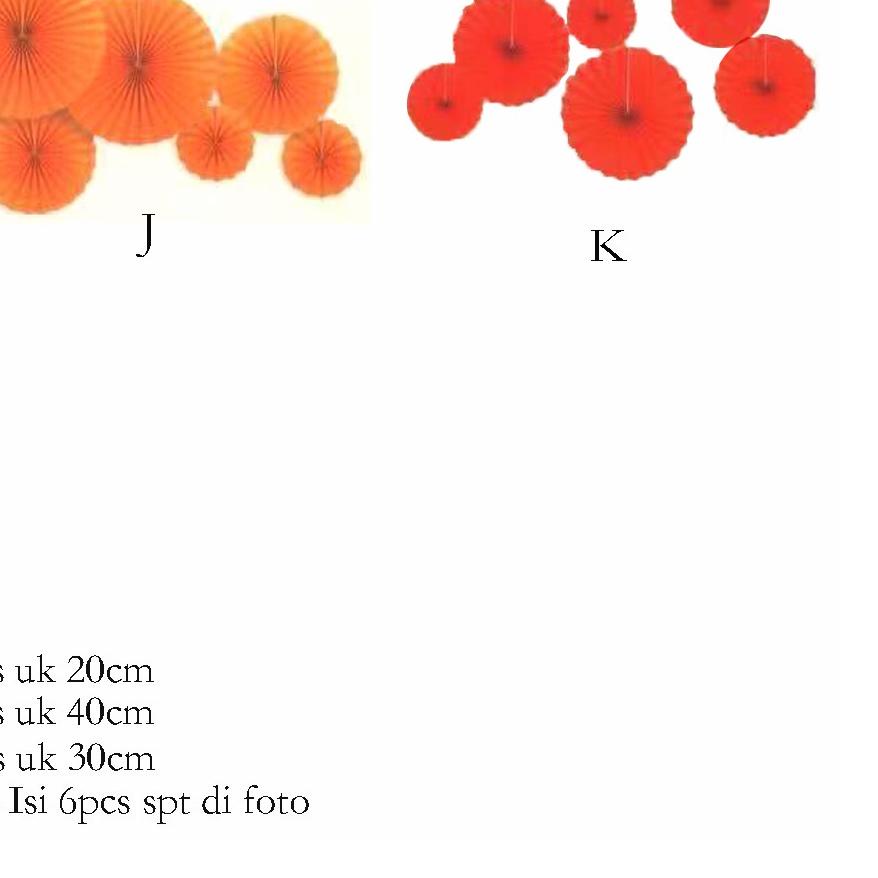 

✹✹ Paper fan set / paperfan / paper flower set 6 in 1 ( POLOS / SATU WARNA )