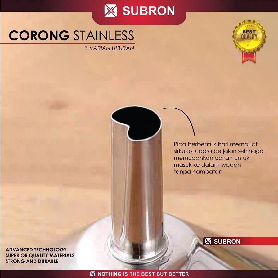 Corong Stainless Gagang Serbaguna Tuang Minyak Garam Kecap Jus - SUBRON