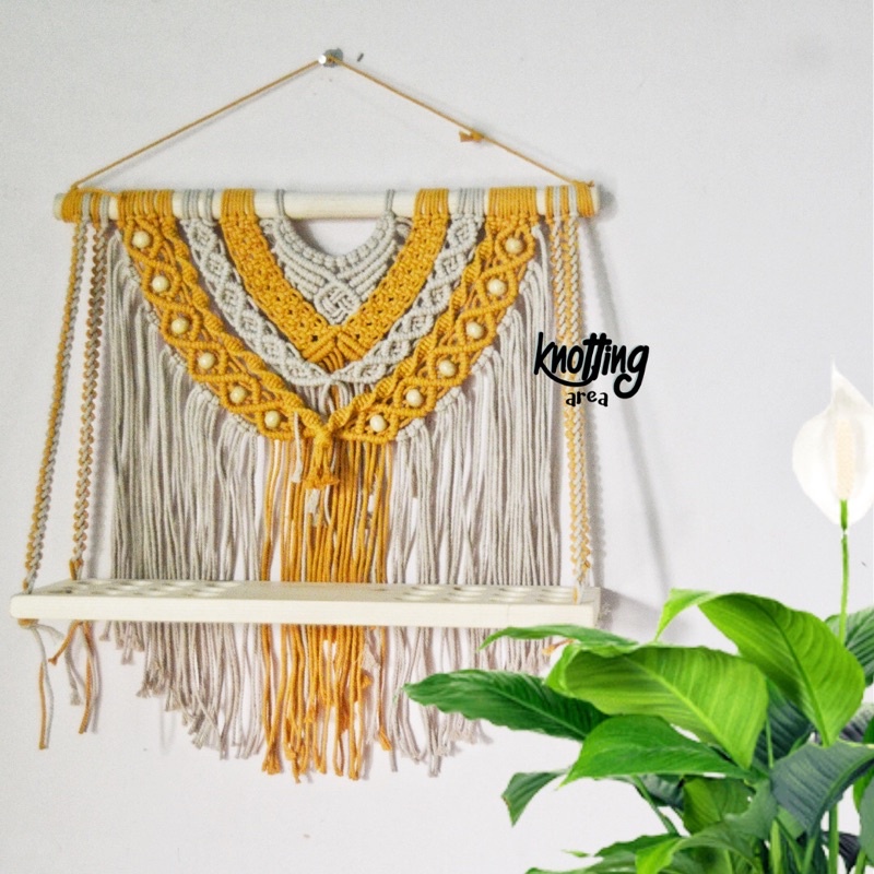 Macrame Shelf 50cm / rak diffuser shelly the turtle/ rak essential oil/