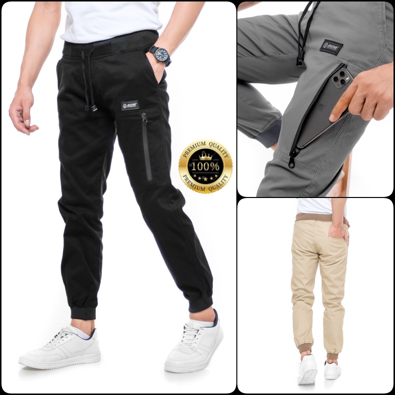 Promo Outfit Celana Panjang Jogger Chinos Pria  Saku Resleting Terbaru PREMIUM QUALITY