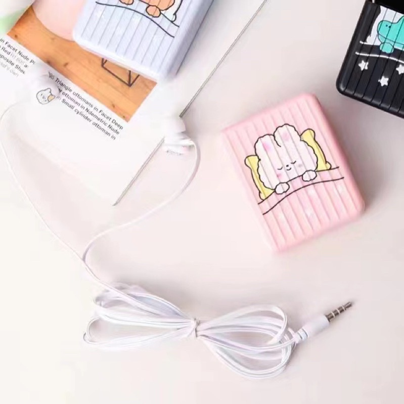 [XY 74] Set Headset Earphone karakter motif  BEARBRICK  GOOD DREAM/ + Wadahpenyimpanan Earphone Motif