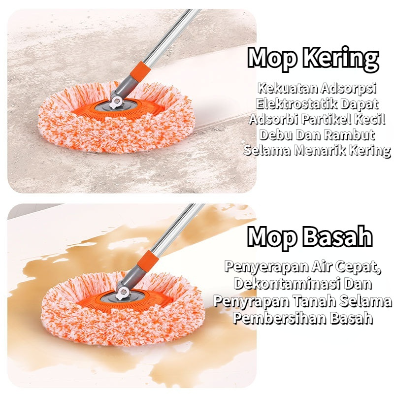 【COD】 Pembersihan Yang Dapat Diubah 360° Putar Kepala Mop Multifunksional Sunflower Mop Mop Kepala Mop Flat Floor Home