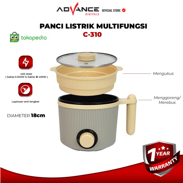 ADVANCE C-310 PANCI LISTRIK ELEKTRIK MULTIFUNGSI WARMER STEAMER COOKER