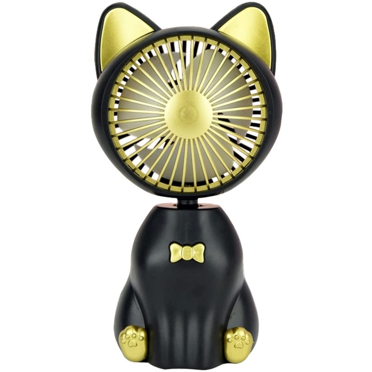 KP027 Kipas Mini Motif Kucing Duduk LED / Cat Mini Fan LED Recharge