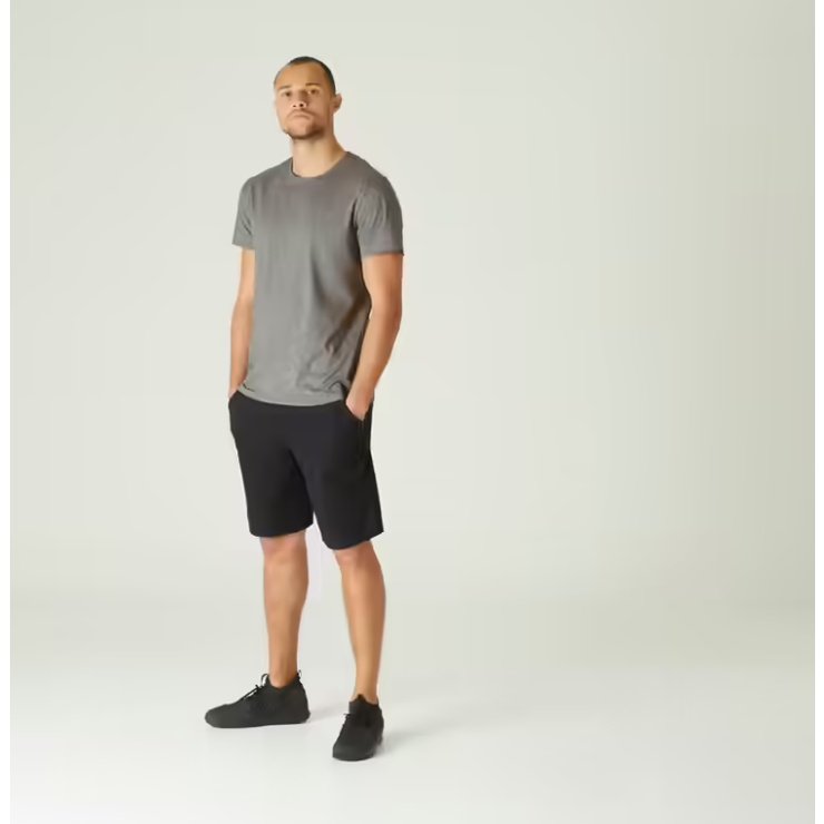 DOMYOS Kaos Lengan Pendek Olahraga Gym Fitness Pria Bahan Katun