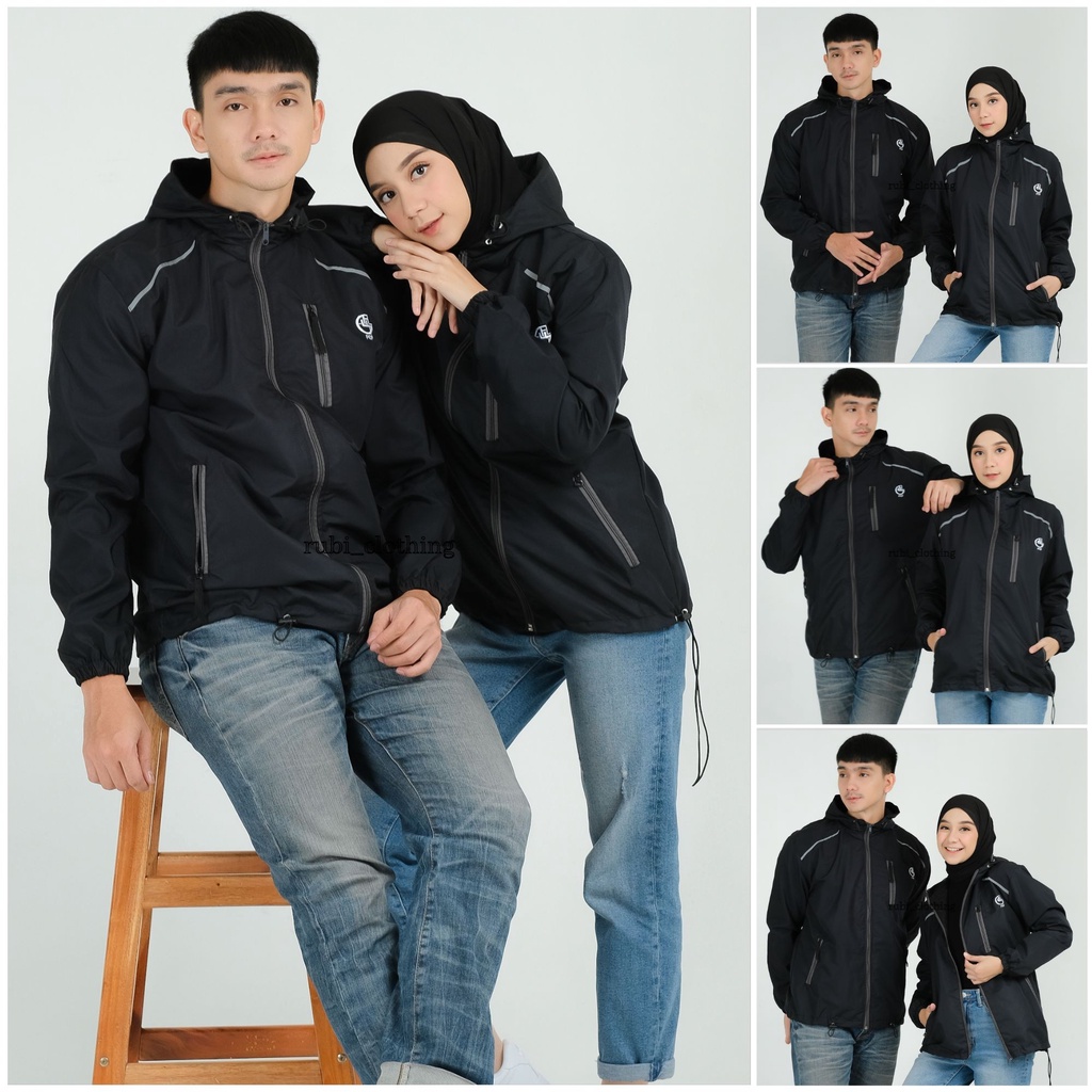 Jaket Couple Pria Wanita Parasut Jumbo Waterproof Original FCF Size M L XL XXL / Jaket Gunung Waterproof FCF