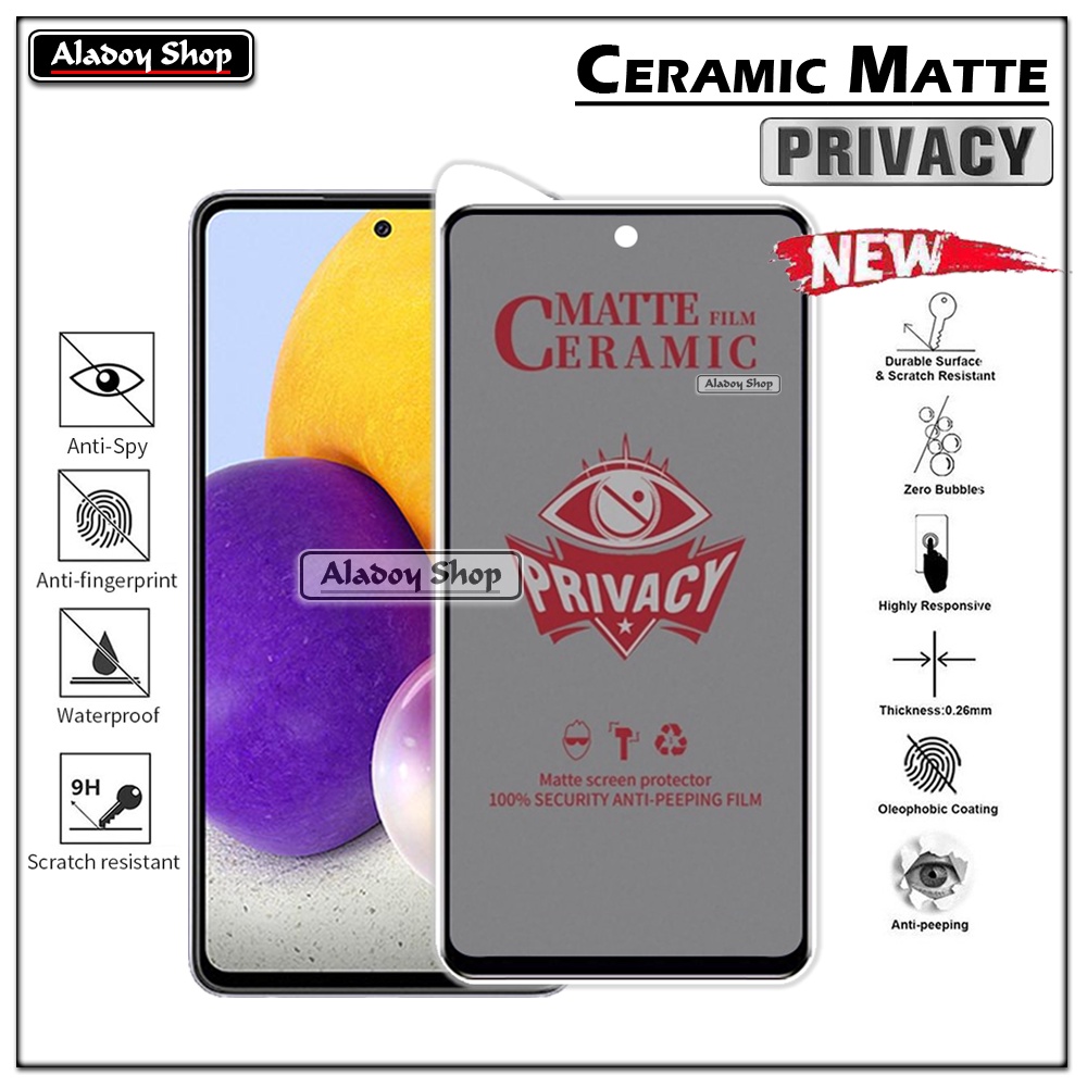 Tempered Glass Anti SPY Samsung A72 Anti Gores Privacy + Tempered Glass kamera dan Skin Carbon