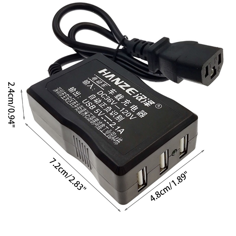 Zzz Charging Adapter DC36V 48V 72V 120V Ke 5V 2.1A Converter Untuk Ponsel Android iOS GPS E-Bike Sepeda Listrik 3port Char