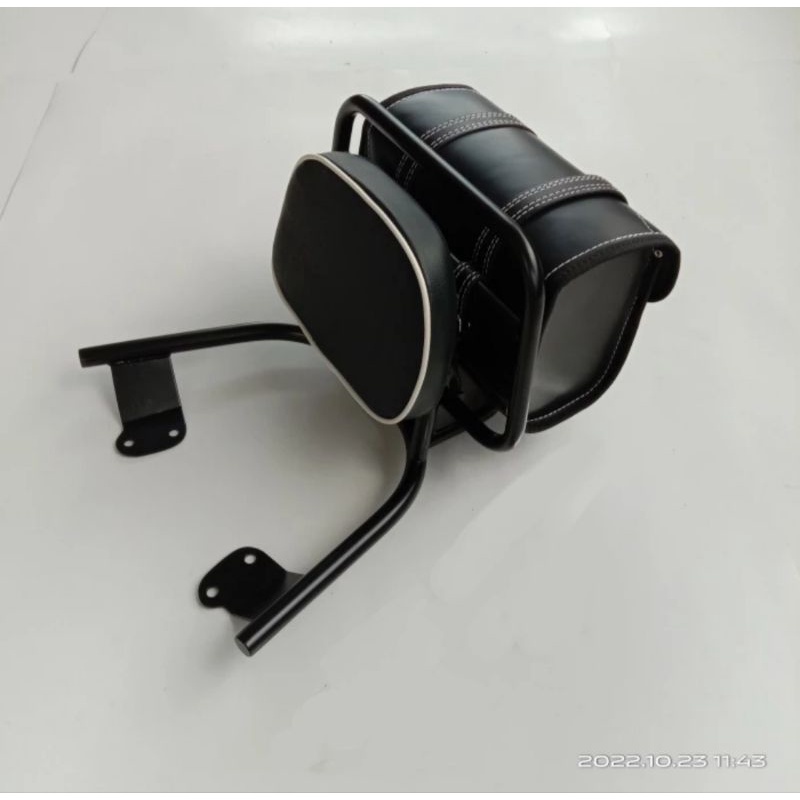 Back Rack / Backrack Honda Scoopy New Genio dan Yamaha Fazzio + Bantalan dan Tas Kulit