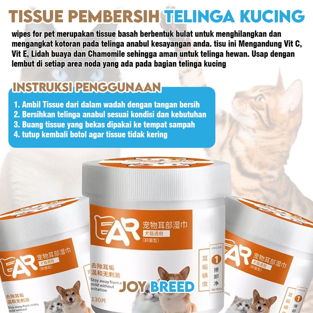 TISSUE BASAH UNTUK MEMBERSIHKAN TELINGA ANJING KUCING ISI 130 MURAH | JOY BREED OFFICIAL