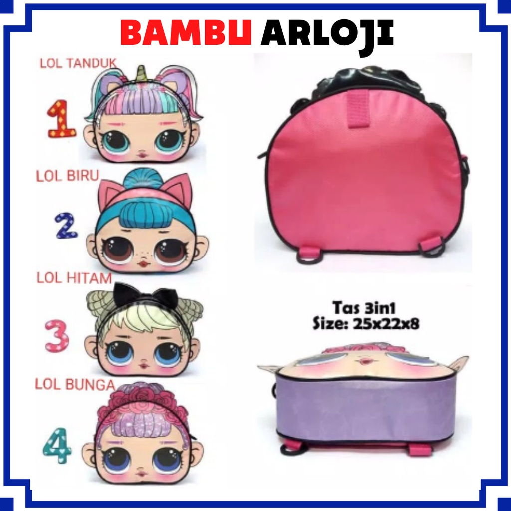 BAJ TAS 3 IN 1 ANAK PAUD TK LOL HELLO KITTY TERMURAH ( RANSEL,JINJING ,SELEMPANG LOL SURPRISE MEDIUM BE / TA039