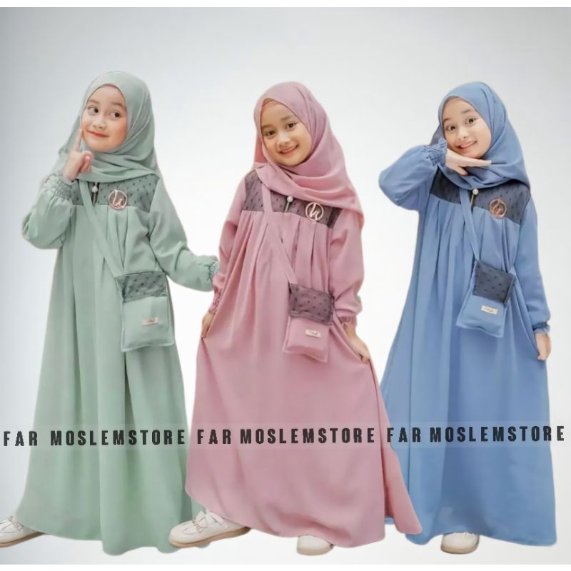 KHANZA KIDS FREE PHASMINA CERUTY BABYDOLL/GAMIS ANAK 10 TAHUN 11 TAHUN 12 TAHUN/FASHION MUSLIM ANAK TANGGUNG/FAR MOSLEMSTORE