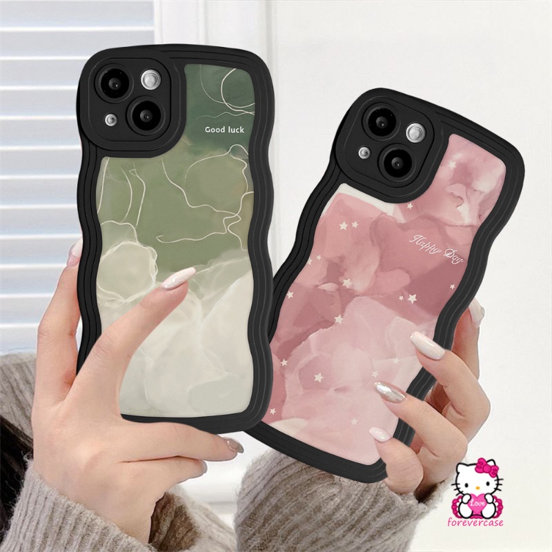 Case Untuk Samsung A12 A04 A53 A32 A50s A22 A13 A04s A04E A03s A50 A23 A52 A52s A33 A02s A03 A21s A30s A20 A11 A51 M22 A31 M32 Couple Wavy Edge Halo Dyed Watercolor Star Soft Cover