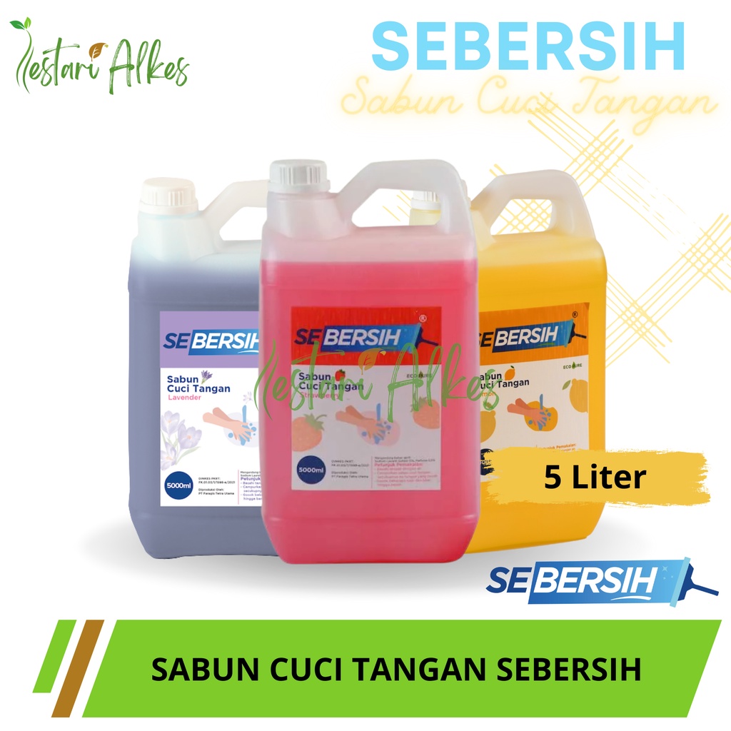 SEBERSIH Sabun Cuci Tangan / Hand Soap Antiseptik Antibacterial - 5 Liter Lemon/Strawbery