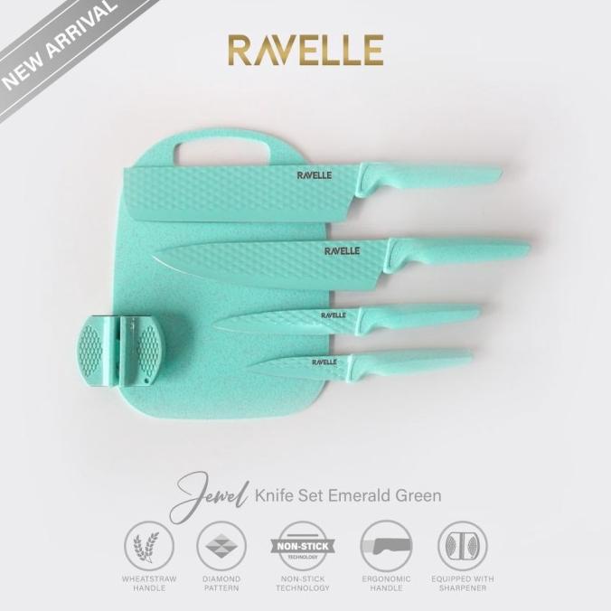 Pisau Set Ravelle - Jewel Knife Set 6in1 Ravelle - Emerald Green