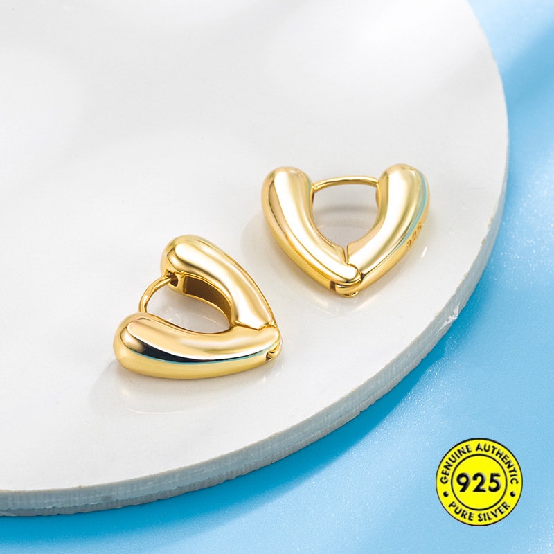 Love Heart Metal Ear Cuff Wanita Anting Telinga Berbentuk Hati U1319