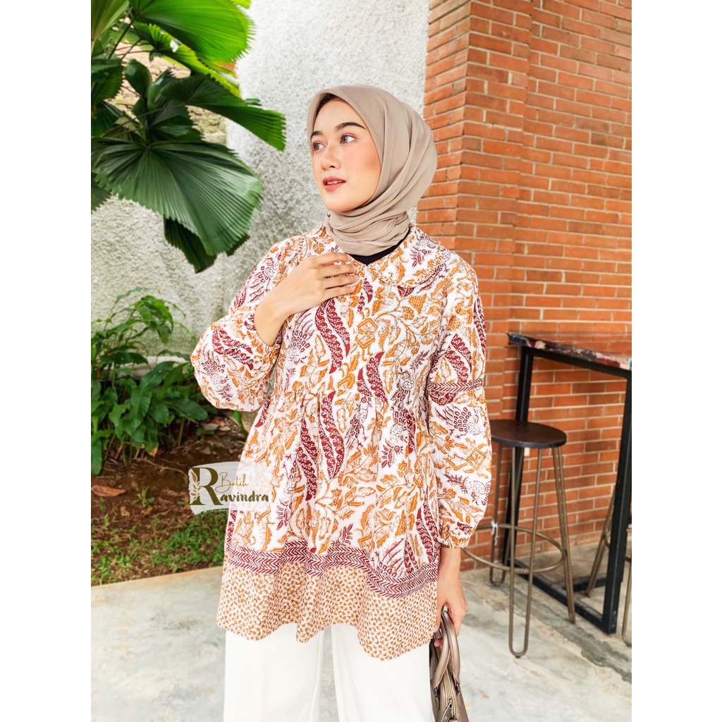 Blouse Batik Kuning Ruffle