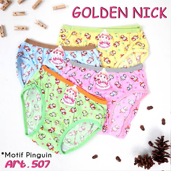 3 / 6 Pcs CD Golden Nick Motif Penguin - Celana Dalam Anak Perempuan - Random Warna