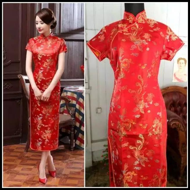 Promo Ferline Cheongsam Elegant Dress Chinese Lunar Imlek Baju Wanita Mrw