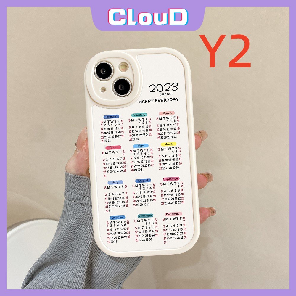 IPHONE Casing Ponsel Kalender Happy Everyday 2023kompatibel Untuk Iphone11 13 12 14 Pro Max7 8 Plus XR X XS Max 6 6s Plus Se2020 Shockproof Soft Tpu Couple Back Cover