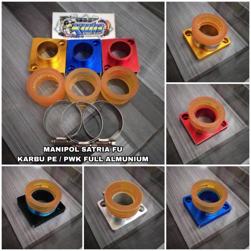 Manipol intake satria fu karbu pe pwk full almunium warna lengkap karet teflon intake manipol satria fu ukuran pe pwk 24 26 28 30 32 34 35 38