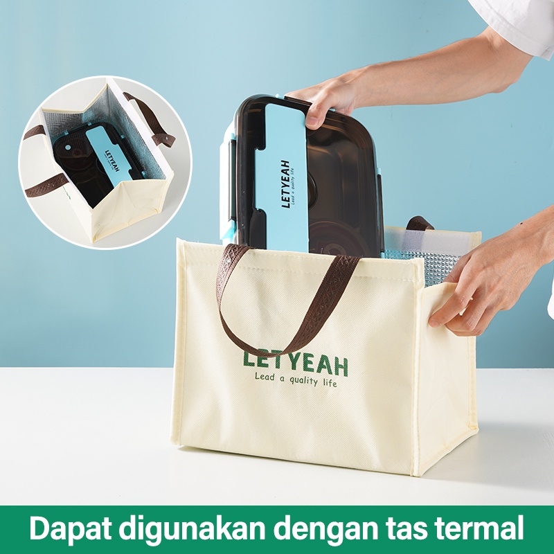 Letyeah &amp; Anantagt kotak bekal makan stainless 4 gird set anak lunch box bag murah