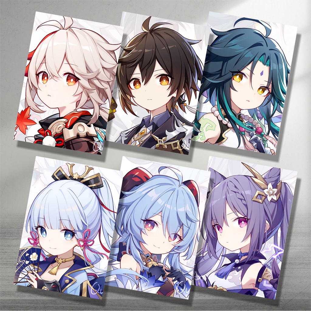 Koleksi Poster A5 Anime Game Genshin Impact B - Ayaka Ganyu Eula HuTao Kazuha Keqing Klee Shenhe Shinobu Raiden Shogun Xiao Yae Miko Yelan Zhongli