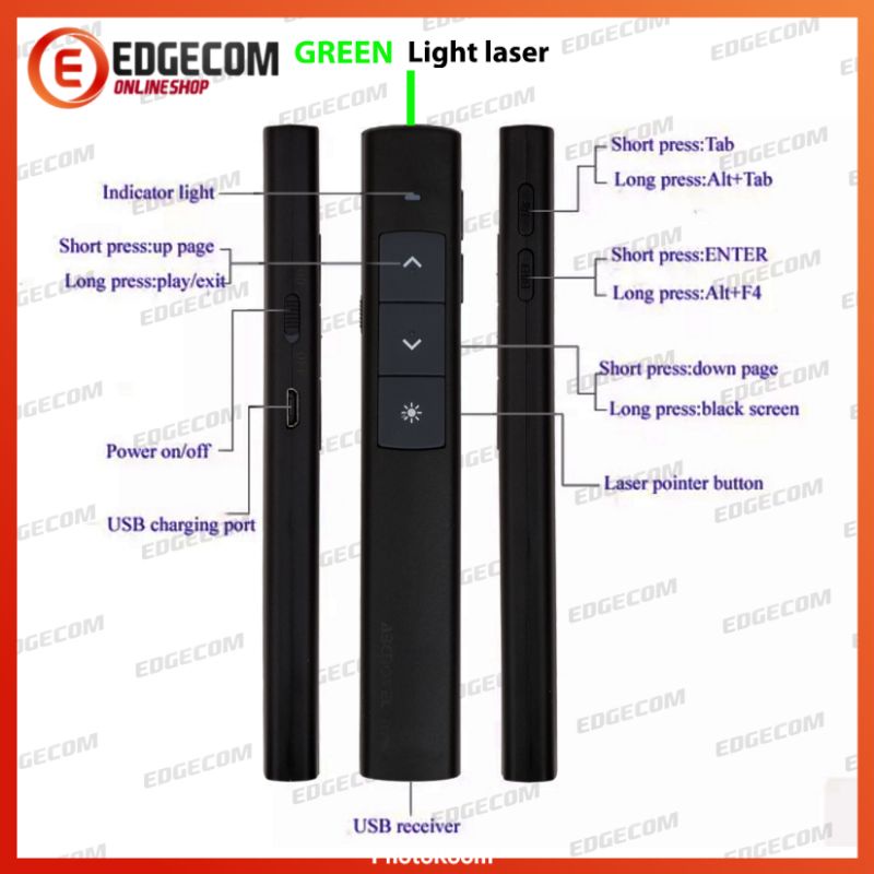 Wireless Presenter Laser Pointer Rechargerable 2,4G ABCNOVEL / PPT PRESENTER