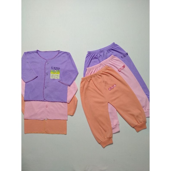 6 Pcs/3 Stel Baju Dan Celana Bayi Baru Lahir Newborn Seri Perempuan Lengan Panjang