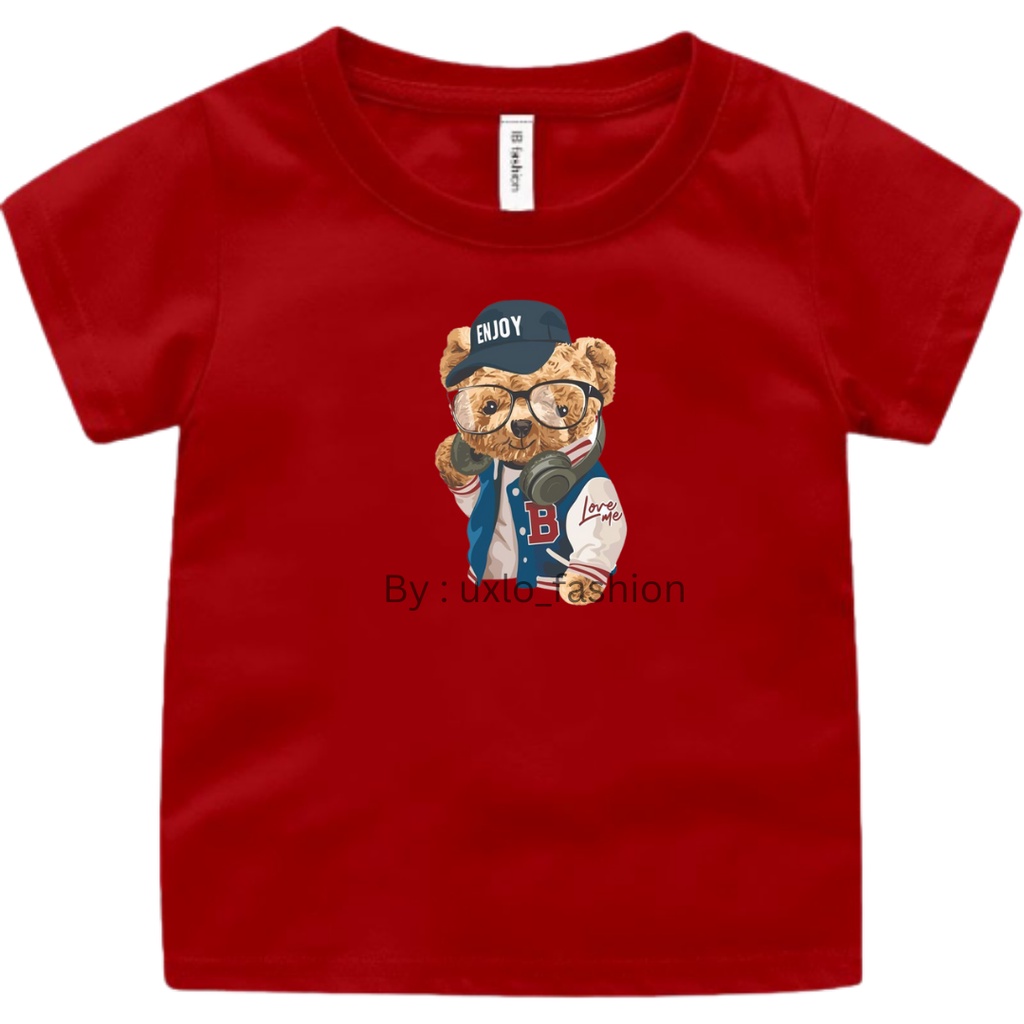 BAJU KAOS ANAK PEREMPUAN DAN LAKI MURAH MOTIF BEAR LUCU BERUANG ENJOY UMUR 2 3 4 5 6 7 8 9 TAHUN UXLO FASHION