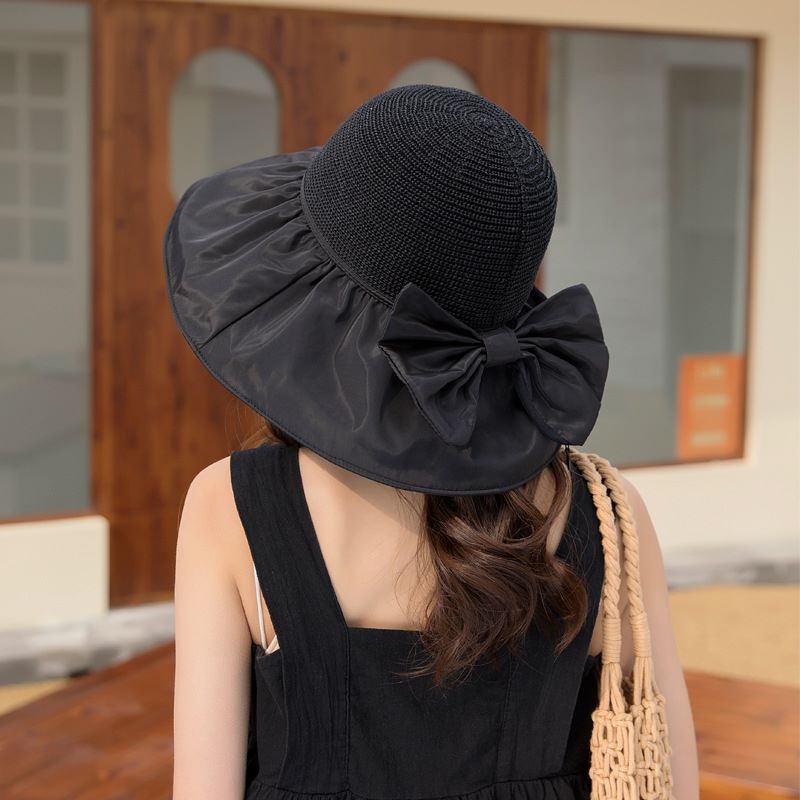 Topi Pantai Japan Rajut Wanita Elegan Pelindung Matahari 360 Derajat ANTI UV High Quality Import