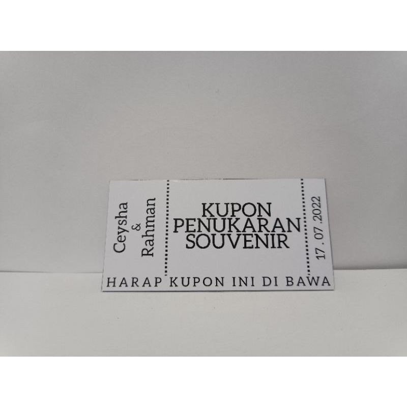 Kupon Penukaran Souvenir/Kupon Pernikahan/Gift Card