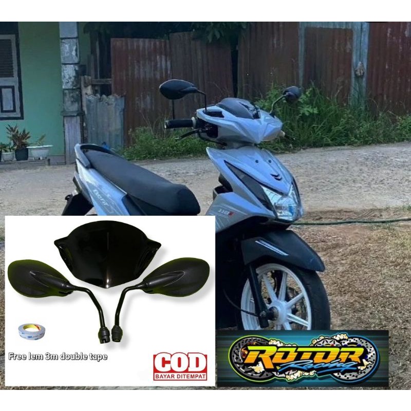 Paket visor variasi plus spion x1 pnp honda beat fi lama model beat karbu free double tape