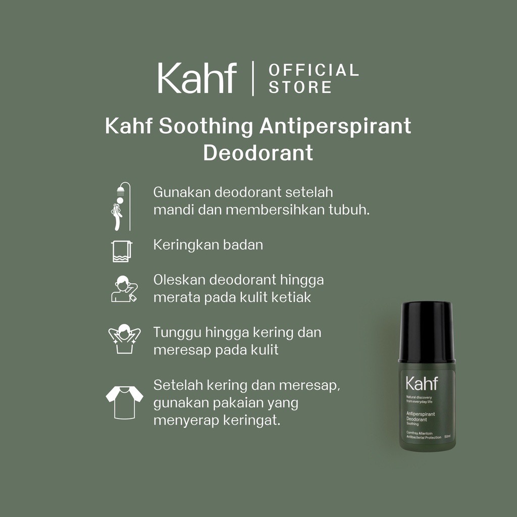 KAHF Deodorant Indonesia / Soothing Comforting Antiperspirant / Deo Bau Badan Ketiak Keringat Antibacterial Protection Anti Bakteri / Skincare Body Care / Treatment Skin Perawatan Kulit Tubuh Pria Cowok Cowo / Series Parfum Eau De Toilette Parfume EDT EDP