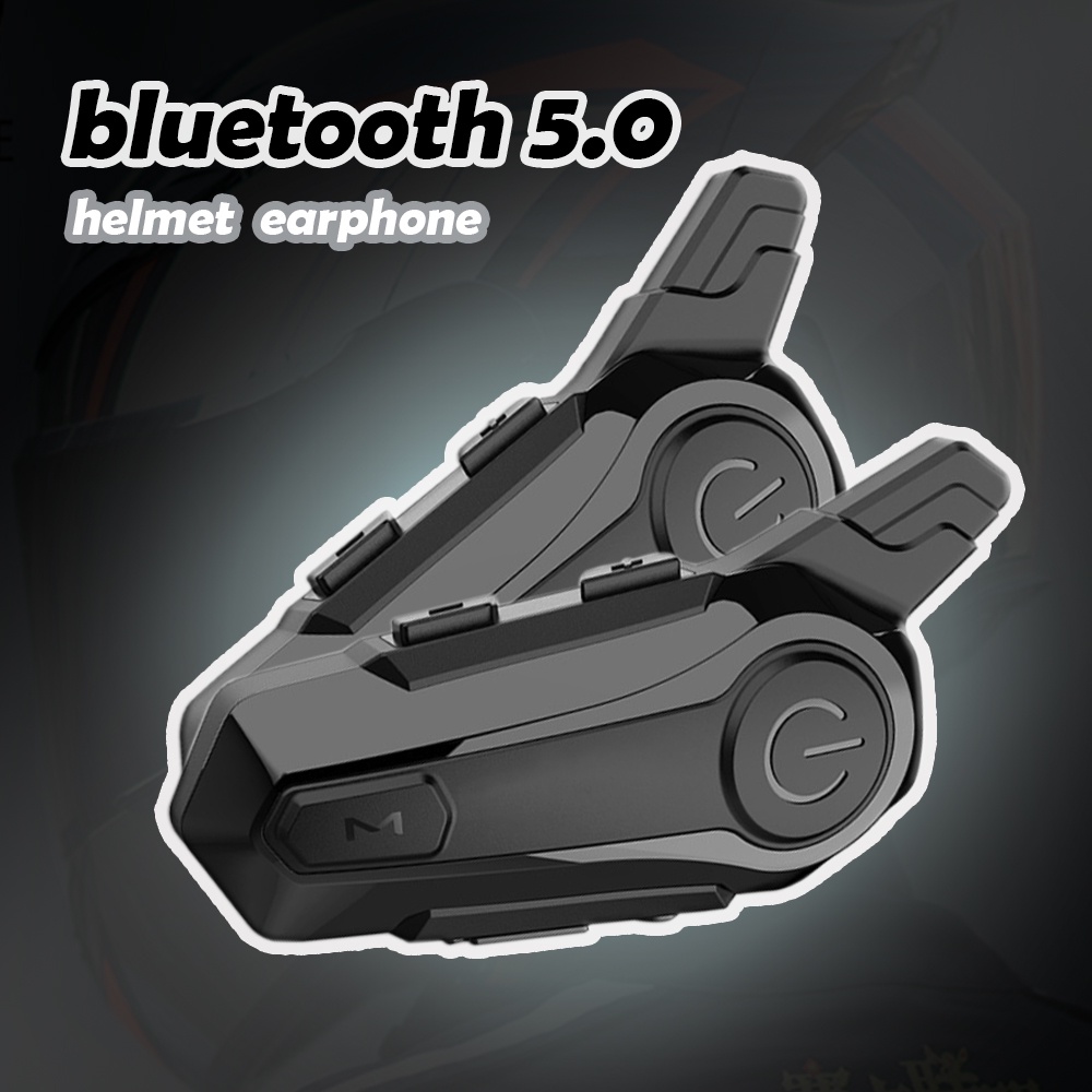 (Cod) E1 Motor Intercom Helm Headset Bluetooth 5.0 Wireless Earphone Handset Tahan Air Sepeda Motor Helm Dengan Bass Mikrofon Original Hifi Earbuds Earphone Mic Aksesoris Motor Pengendara 0ri