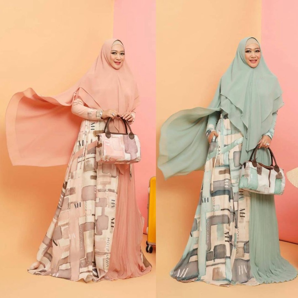 MOTIF HAWA Gamis Syari Ori Bahan Jersey -  [Bisa COD]