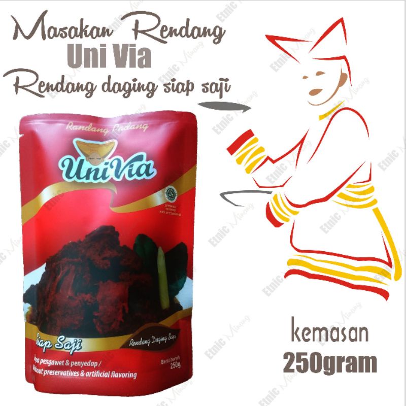 

masakan rendang daging Uni Via khas masakan Minang ala rumah makan Padang, asli dibuat di Bukittinggi di daerah asalnya rendang