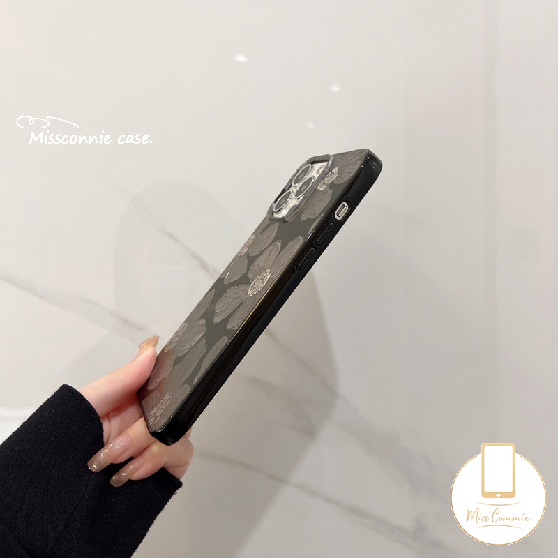 IPHONE Case Compatible Untuk Iphone11 13 12 14 Pro Max7 8 Plus XR X XS Max SE 2020 INS Fashion Retro Lukisan Minyak Bunga Full Body Glossy Halus Lembut TPU Pelindung Penutup Belakang