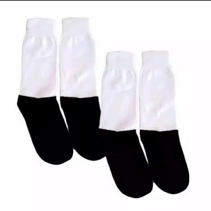 Kaos Kaus Kaki Anak Sekolah SD SMP SMA Putih Telapak Hitam / Hitam Putih