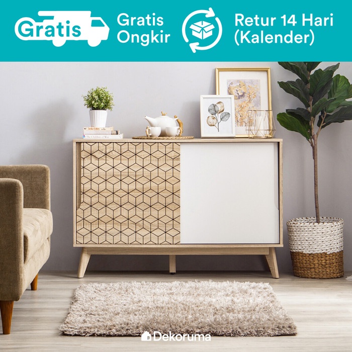 

BERKUALITAS Dekoruma Nomura Lemari Kabinet Kayu 2 Pintu Sliding Credenza Minimalis Code 2648