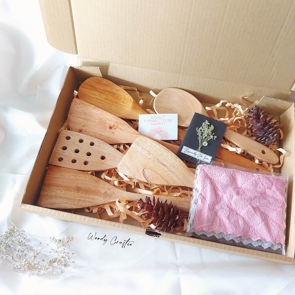 HAMPERS SPATULA KAYU SET 6 pcs in 1 + FREE LAP MICROFIBER