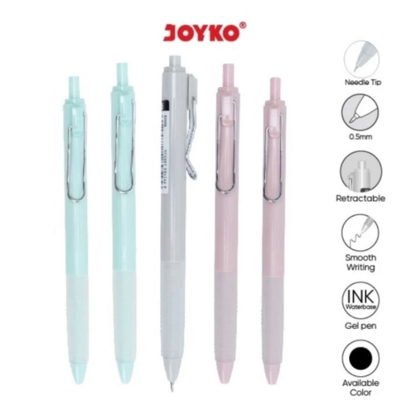 

pen gel joyko pasuteru tinta hitam 0, 5 mm harga perkotak satu kotak isi 12 pcs needle Tip