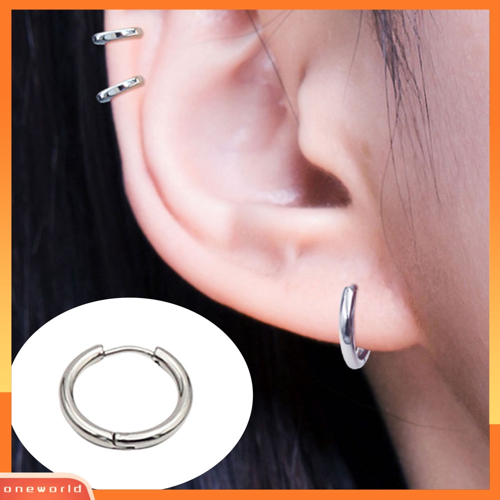 [WONE] 1pc Unisex Anting Hoop All-match Perhiasan Aksesori Tindik Bulat Anting Sederhana Untuk Belanja